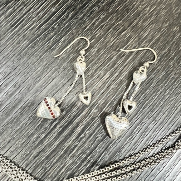 BRIGHTON 2 pc necklace & earring set 3 strand chain & dangling earrings GUc - Picture 13 of 13